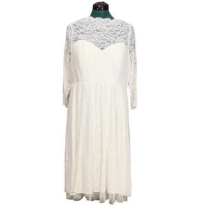 Torrid Something Blue 3/4 Sleeve Summer Lace Wedding Dress - Plus Size 20 White